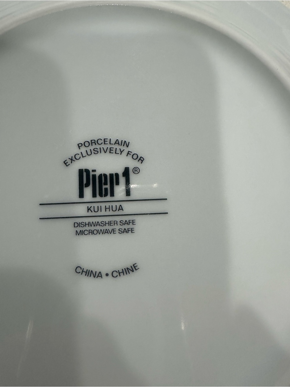 Pier 1 Dessert or Salad Plates White Teal Olive Mid-Century Modern Design (6) - Picture 9 of 9